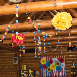 Super hero party garland, Star garland, star backdrop, Super Hero birthday decor, Comic Book Decor, Star Party, Little Star Party
