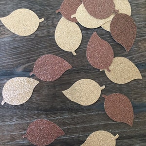 Confeti de hojas de olmo con purpurina, decoración de mesa para Acción de Gracias, decoración para bodas de otoño