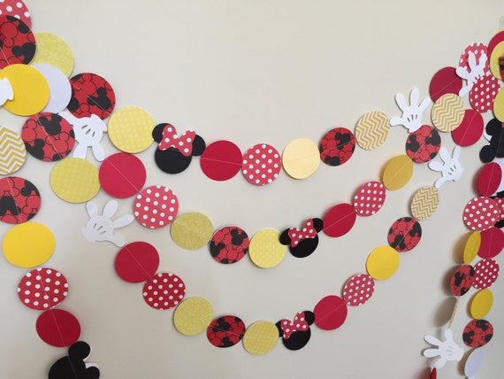 Minnie paper garland, Mickey paper garland, Birthday Garland, Mickey Mouse Clubhouse garland, Minnie Birthday Decor, Mickey Birthday Decor Il_570xn
