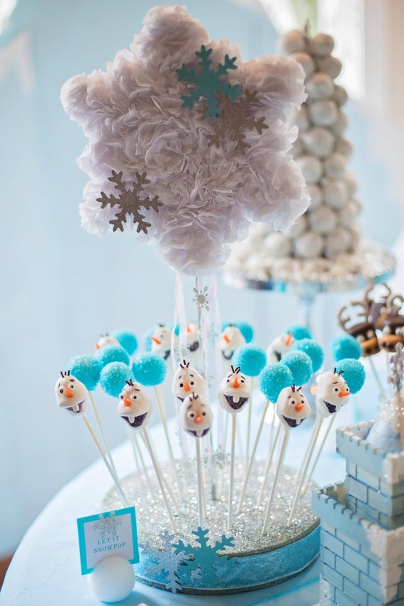 Snowflake Cake Pop Stand, Frozen Cake Pop Stand, Winter ONEerland Decor, Baby it's cold outside, Frozen 2 Centerpiece, Holiday Party Decor Il_570xn