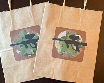 Army favor bag, airsoft party favor bag, paintball party favor bag, camo party favor bag,