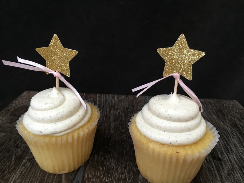 Glittered Star Cupcake Toppers 12CT, Star appetizer picks, Twinkle Twinkle Little Star, Little Star, Gender Reveal, Baby Shower, 1st bday image 4