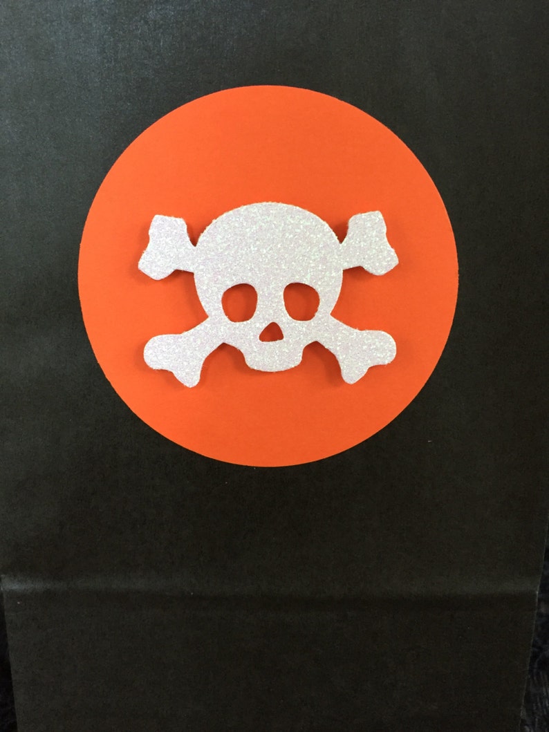 Halloween Treat bag, Halloween Party, Pirate party favor bags, pirate party, pirate goodie bag, skull and cross bones favor bag image 2