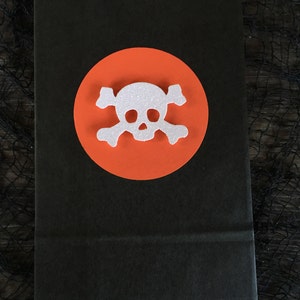 Halloween Treat bag, Halloween Party, Pirate party favor bags, pirate party, pirate goodie bag, skull and cross bones favor bag image 4