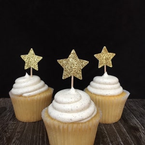 Glittered Star Cupcake Toppers 12CT, Star appetizer picks, Twinkle Twinkle Little Star Party, Little Star Party, Star Baby Shower, 1st bday image 4