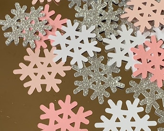 Pink Snowflake Confetti, Winter ONEderland Party Decor, 100 Count