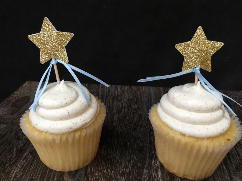 Glittered Star Cupcake Toppers 12CT, Star appetizer picks, Twinkle Twinkle Little Star, Little Star, Gender Reveal, Baby Shower, 1st bday image 5