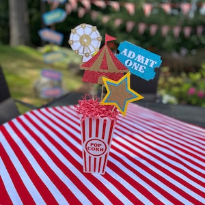 Centro de mesa para fiesta de carnaval de circo, adornos para tartas, juego de 4