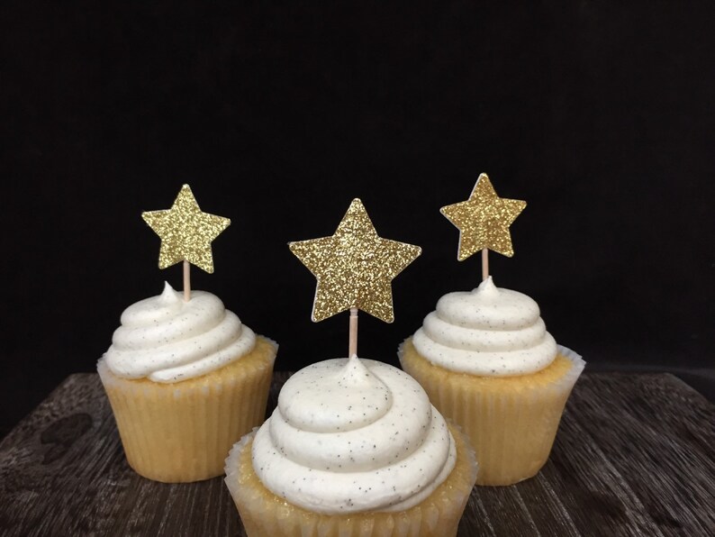 Glittered Star Cupcake Toppers 12CT, Star appetizer picks, Twinkle Twinkle Little Star Party, Little Star Party, Star Baby Shower, 1st bday image 5