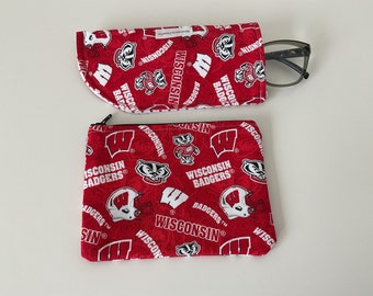 Wisconsin Badger Zip Pouch and Eyeglass Case