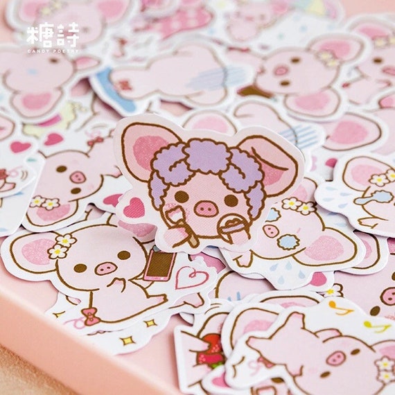 Pink Pig Stickers by Fuyou Deng