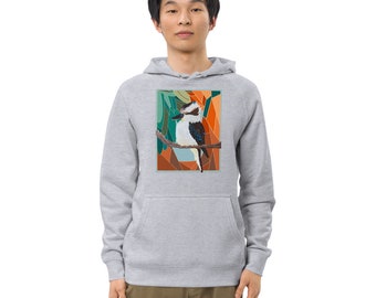 Geometric kookaburra Unisex kangaroo pocket hoodie