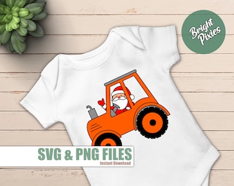 Santa on a tractor, Christmas SVG, Kids Christmas SVG, Farm Christmas svg, Cricut cut file, Tractor Santa, Santa svg, Farmer Santa svg