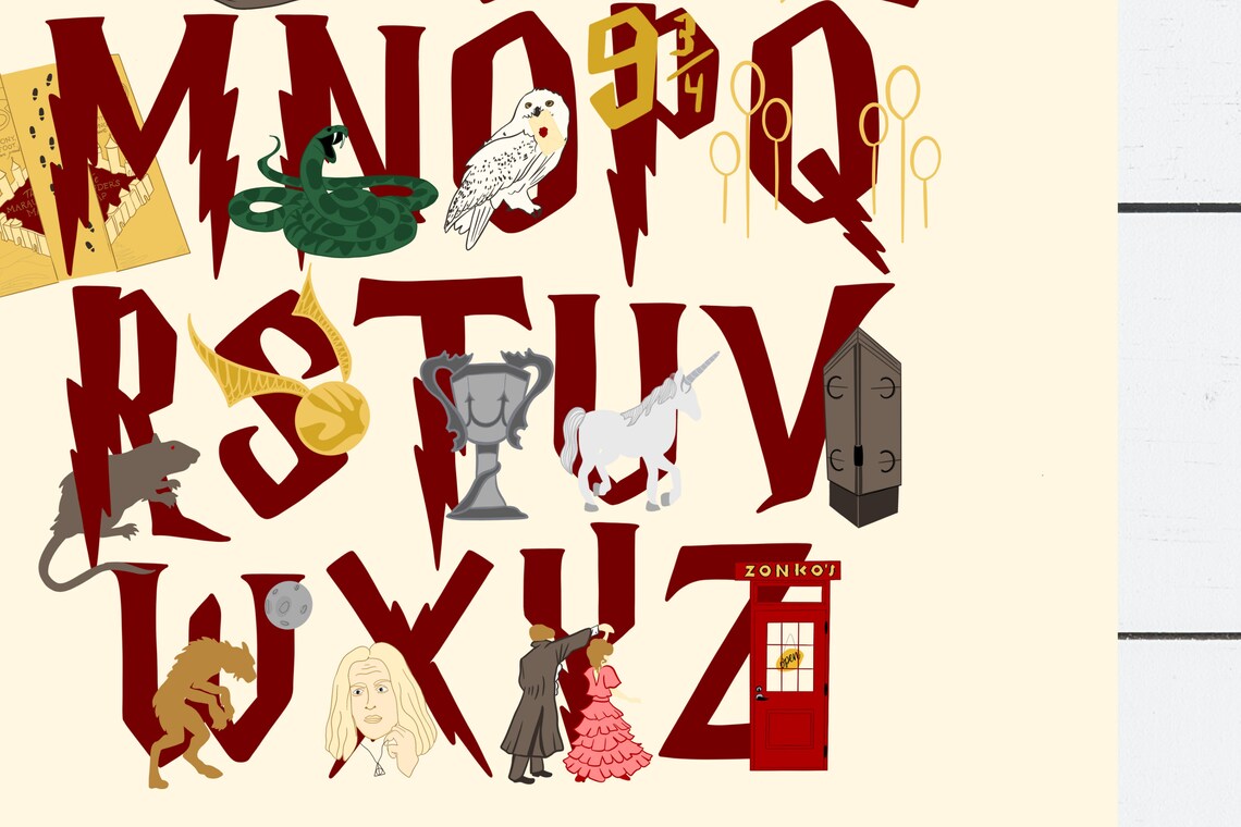 Harry Potter Alphabet Poster Set Digital Print Etsy