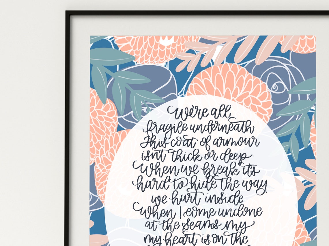Wrap Your Arms Around Me Gareth Dunlop Lyrics Quote 11x14 Digital Print