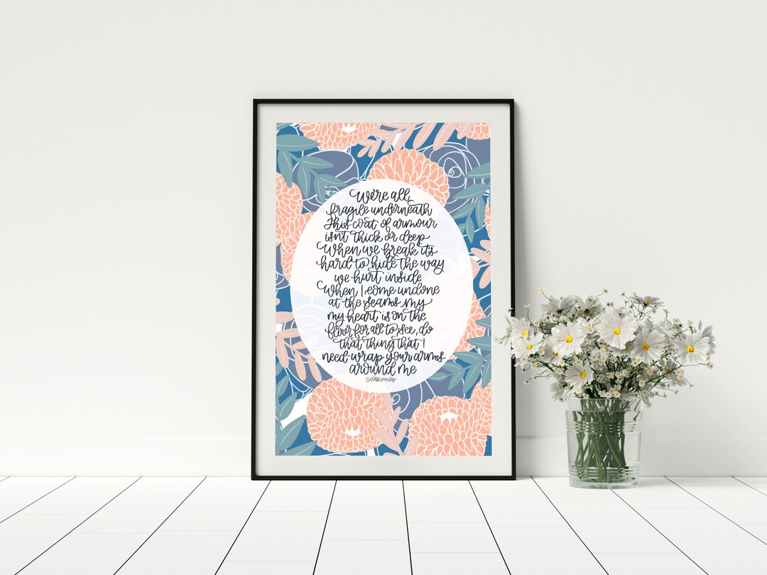 Wrap Your Arms Around Me Gareth Dunlop Lyrics Quote 11x14 Digital Print