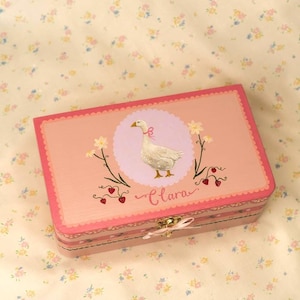 Hand Painted Baby Keepsake Box: Personalized Wooden Memory Box for Kids with Silly Goose