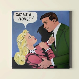 Real Estate Humor Wall Art Canvas Print by KristenUlla, 20&quot;x18&quot; Giclee Gallery Wrap Edge, Realtor, Broker, House Hunting Gift Office Decor