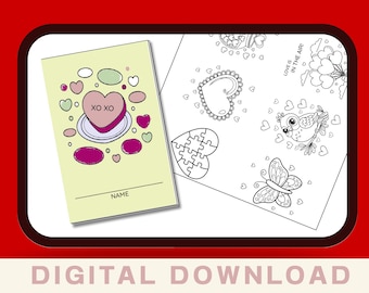 Printable Valentine's Day Mini Coloring Book • Kids Activity (PDF)