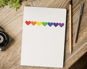 Rainbow Heart Row Journal | Softcover Notebook with Inside Prints