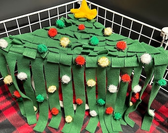 Christmas tree with ornaments corner fleece Forrest | Fleece Forrest | Guinea pig cage accessory | Christmas holiday cage theme