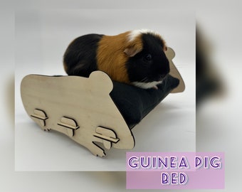 Cama de trineo de almohada de conejillo de indias / Cama de madera / Cama de almohada de madera de animal pequeño /