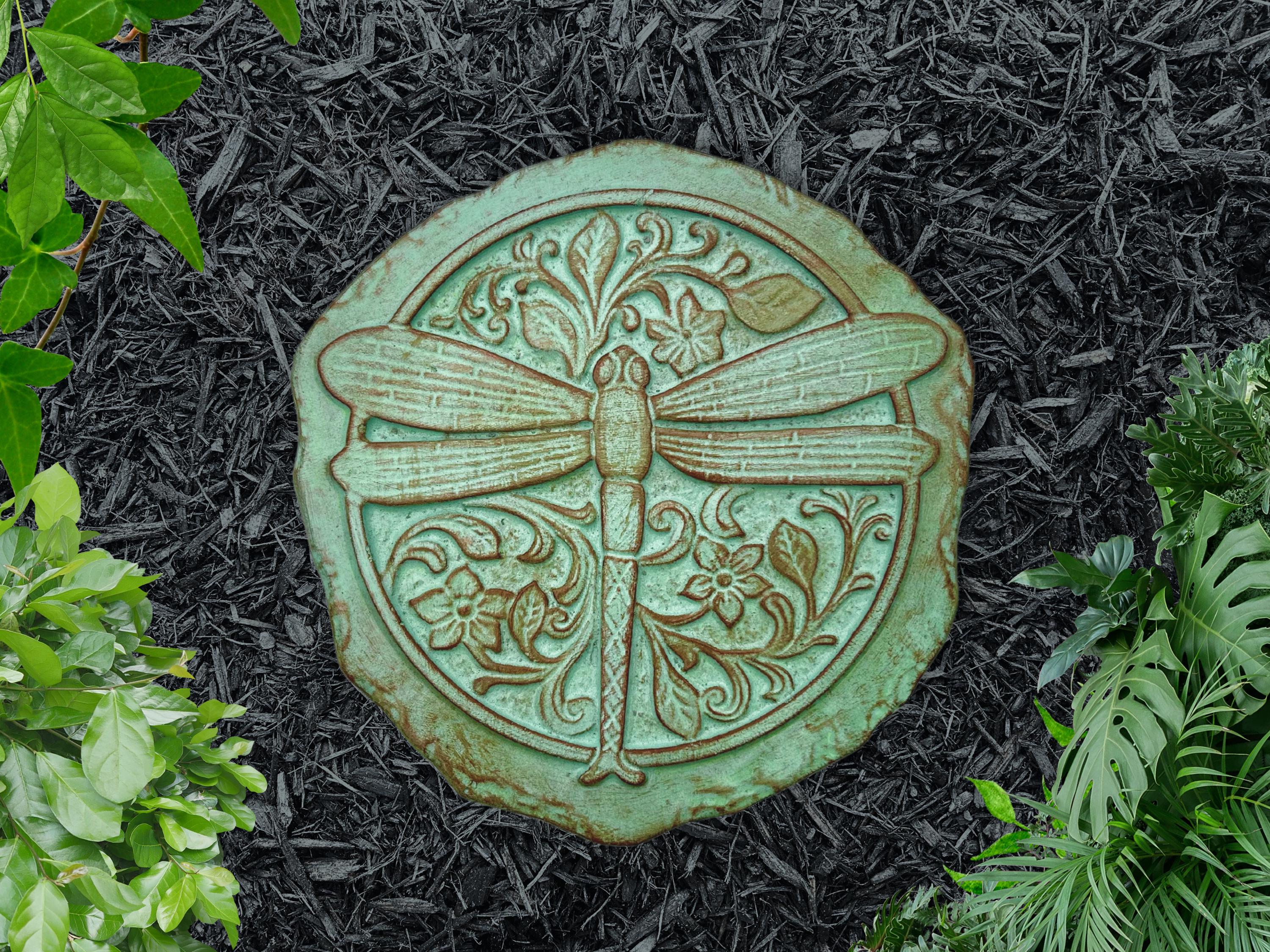 Antique Copper Dragonfly Stepping Stone for garden gift for new home gift fairy garden decor