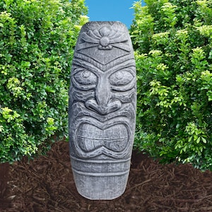 tiki decor statue for tiki bar decor margaritaville decor tall tiki mask statue luau decor Concrete tiki head Tiki Party polynesian decor