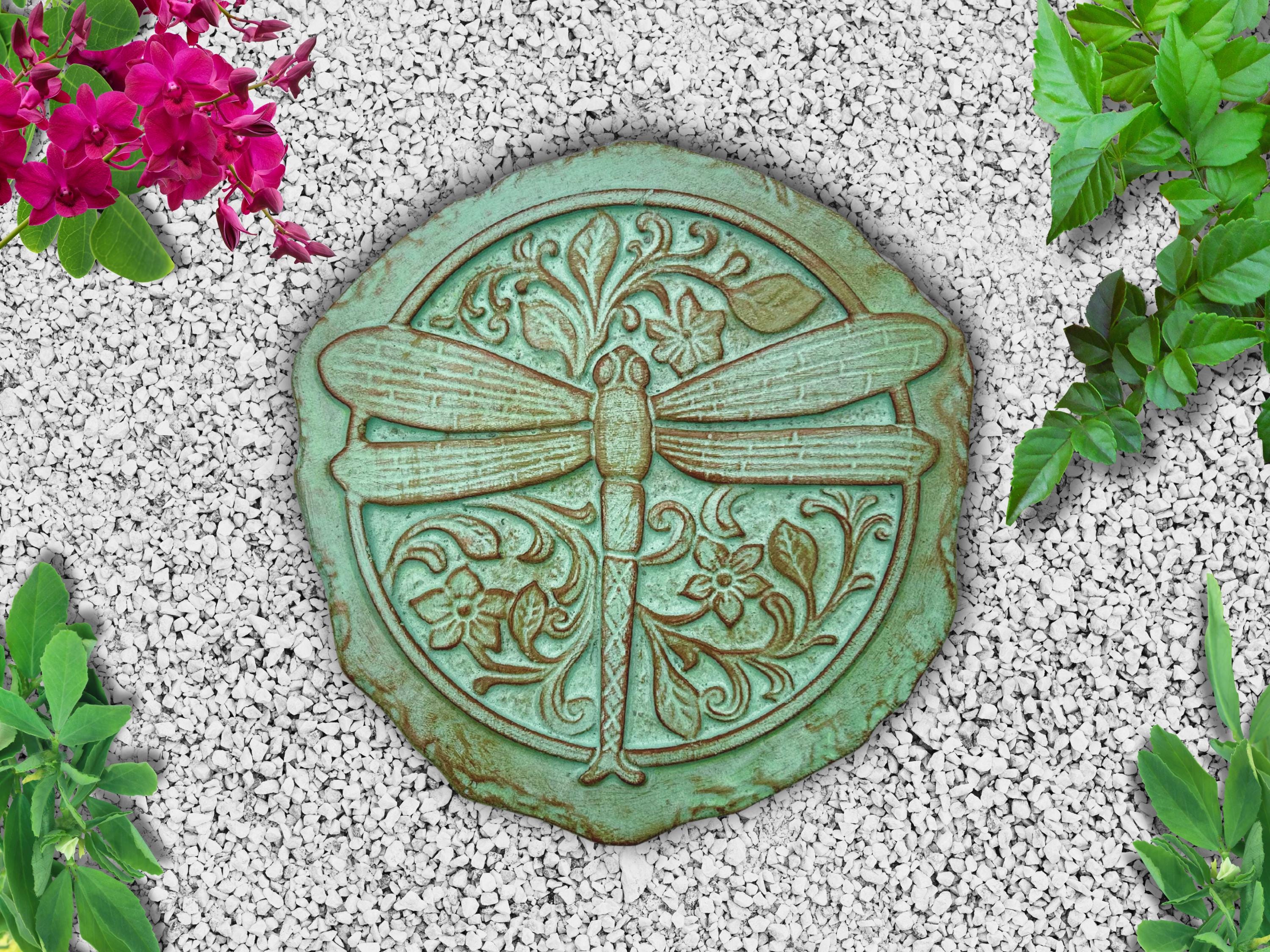 Antique Copper Dragonfly Stepping Stone for garden gift for new home gift fairy garden decor