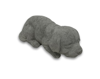 Sleeping Puppy Memorial Stone: Concrete Dog Garden Statue