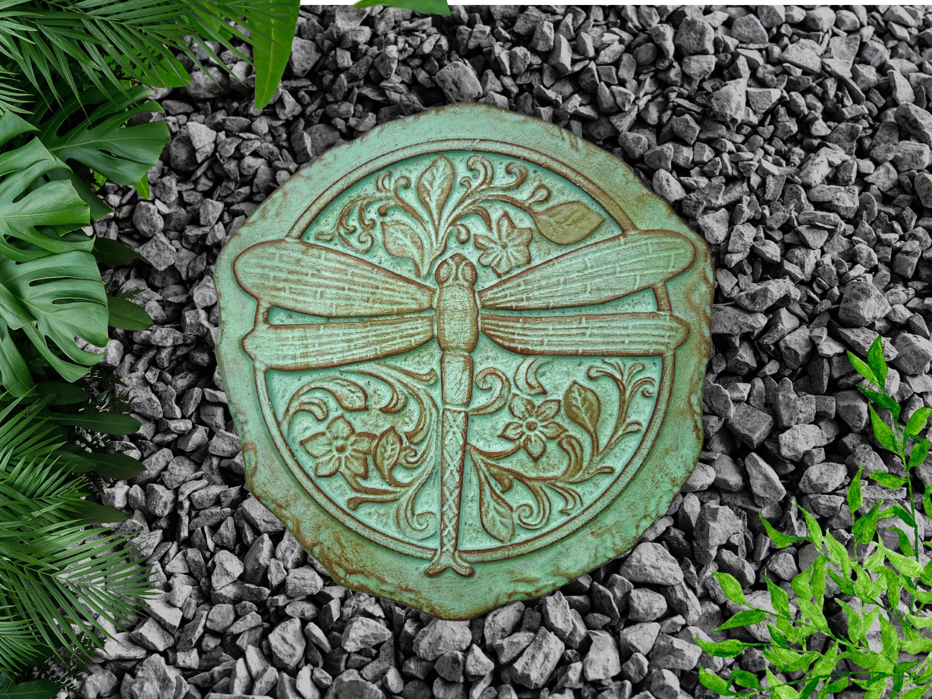Antique Copper Dragonfly Stepping Stone for garden gift for new home gift fairy garden decor