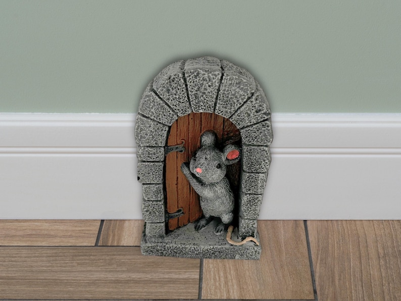 Mouse Door Statue, Charming Whimsical Decor for Home Entryway, Perfect Housewarming or Garden Gift, Concrete mouse decoration afbeelding 11