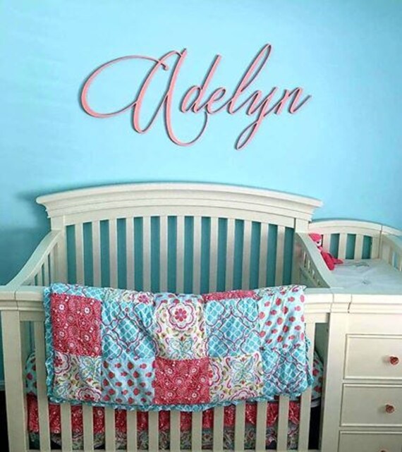 Bébé nom crèche signe nom Cursive pour décoration murale de Etsy