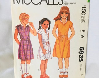 Vintage girl's dress pattern/girl's sewing pattern/easy girl's sewing pattern/pullover dress pattern/size 8 girl's pattern/girl's pattern