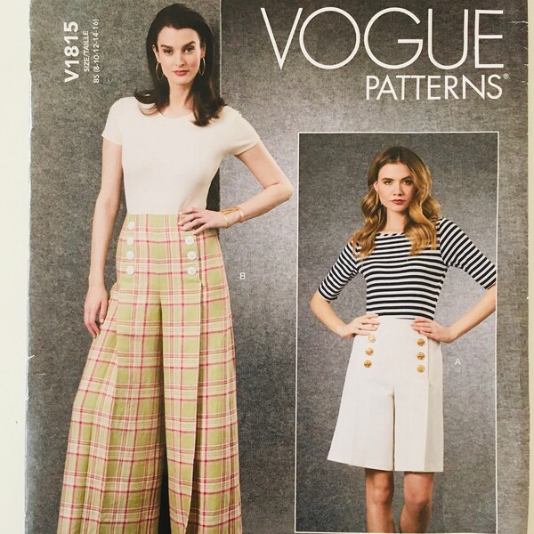 Vogue sailor pants pattern/sailor shorts pattern/vogue pants pattern/vogue 1815/v1815/vogue shorts pattern/wide-leg pattern/wide leg pants