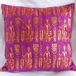 African Print Purple Pillow, African pillow, African Print pillow, women warrior pillow, qpurple pillow, gold African pillow, quilted pillow