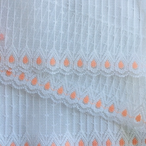 Vintage white lace/white and orange trim/ lace/red lace/vintage like trims/vintage like laces/orange and white lace/wide lace/wide trim/lace