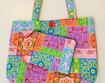 Bolsa de retalhos/bolsa patchwork/bolsa paisley/bolsa colorida/bolsa acolchoada/bolsa patchwork/bolsa paisley/estojo com zíper/estojo acolchoado com zíper
