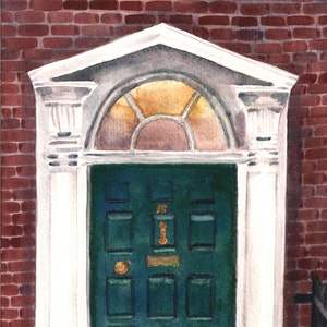 Green Dublin Door Watercolor Art Prints