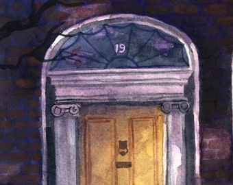 Watercolor Dublin Door, Yellow Door Art, Architectural Art, Boho Art, Home Decor, Gallery Wall Art, Eclectic Art Decor, Dublin Ireland Art