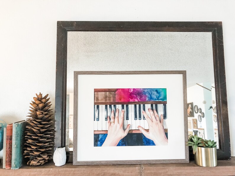 Peinture à l'aquarelle des mains du joueur de piano, art du piano, cadeau de musicien, The Power of Music image 3