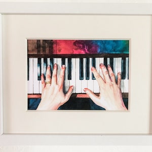 Peinture à l'aquarelle des mains du joueur de piano, art du piano, cadeau de musicien, The Power of Music image 7