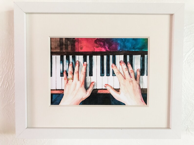 Peinture à l'aquarelle des mains du joueur de piano, art du piano, cadeau de musicien, The Power of Music image 7