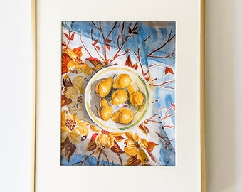 Pears Still Life Watercolor Art Prints