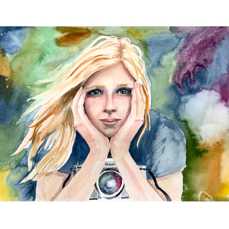 Linda McCartney Watercolor Portrait, Art Prints, Music Room Decor image 2