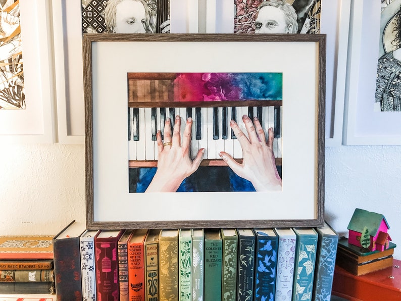 Peinture à l'aquarelle des mains du joueur de piano, art du piano, cadeau de musicien, The Power of Music image 2