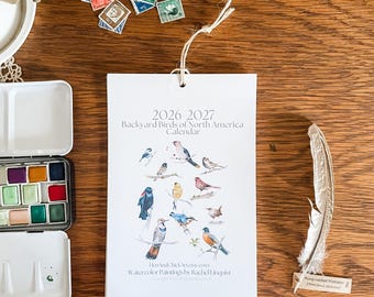 2026-2027 Calendar Watercolor Birds, 5.5 x 8.5 Vertical