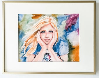 Linda McCartney Watercolor Portrait, Art Prints, Music Room Decor