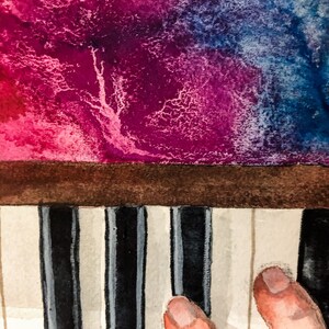 Peinture à l'aquarelle des mains du joueur de piano, art du piano, cadeau de musicien, The Power of Music image 5