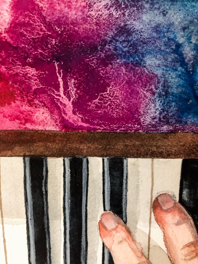 Peinture à l'aquarelle des mains du joueur de piano, art du piano, cadeau de musicien, The Power of Music image 5